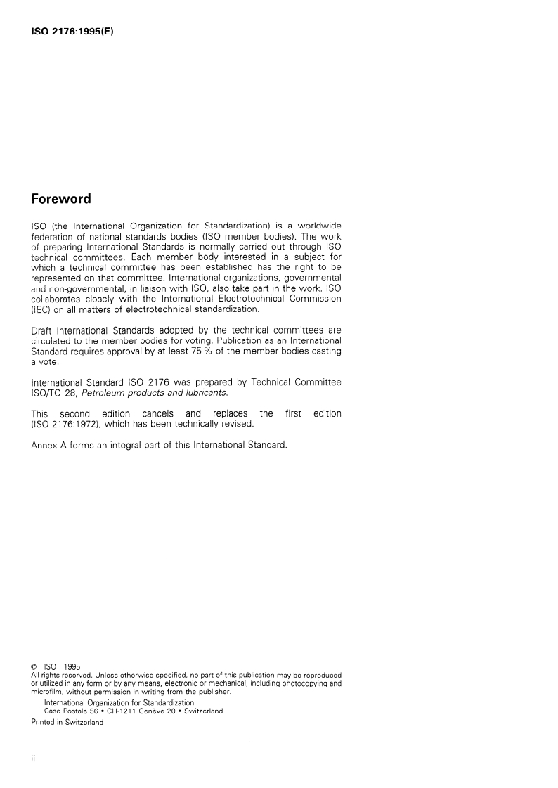 ISO 2176:1995 ISO 2176:1995 - Petroleum products — Lubricating grease — Determination of dropping point
Released:3/16/1995 - Page 2 preview