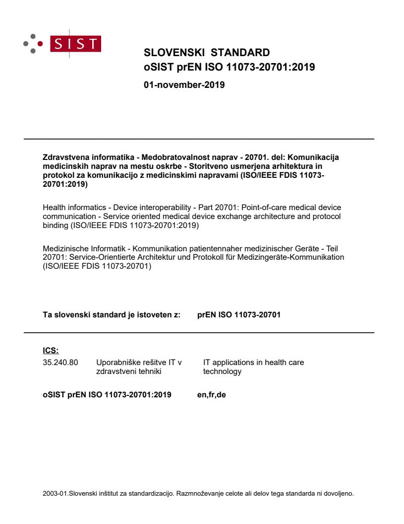 prEN ISO 11073-20701:2019