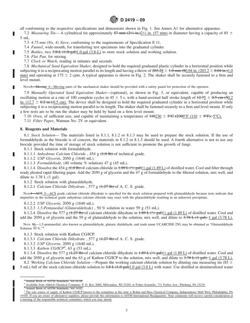 REDLINE ASTM D2419-09 - Standard Test Method for Sand Equivalent Value of Soils and Fine Aggregate