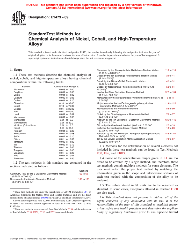 ASTM E1473-09 - Standard Test Methods for Chemical Analysis of Nickel, Cobalt, and High-Temperature Alloys