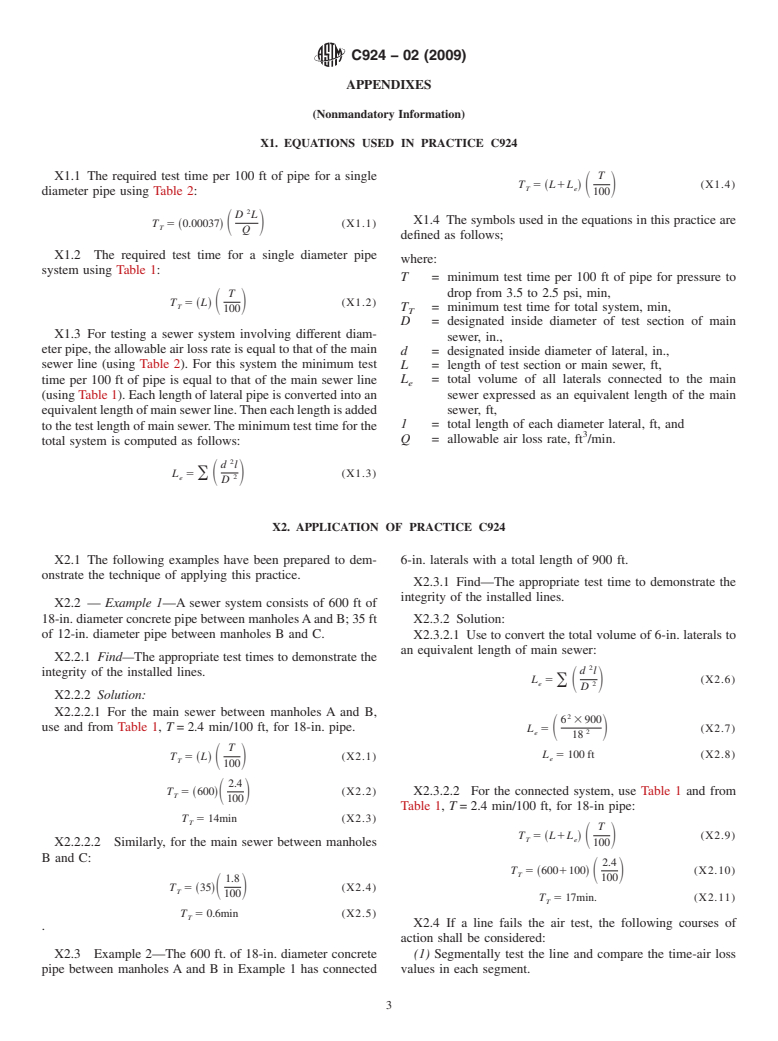 ASTM C924-02(2009) - Standard Practice for Testing Concrete Pipe Sewer Lines by Low-Pressure Air Test Method (Withdrawn 2013)