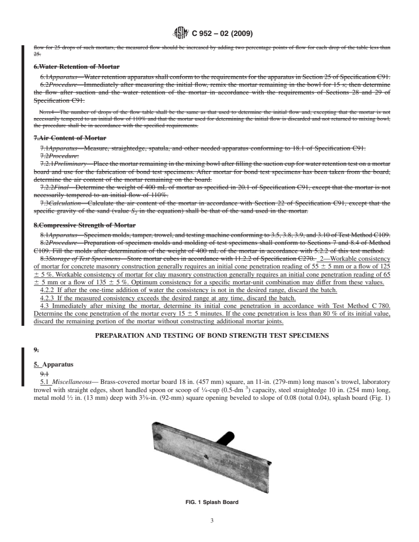 REDLINE ASTM C952-02(2009) - Standard Test Method for Bond Strength of Mortar to Masonry Units