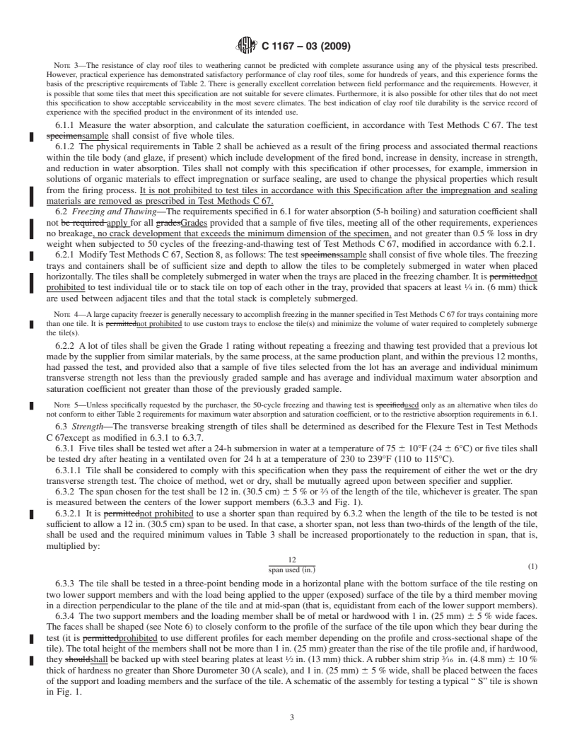 REDLINE ASTM C1167-03(2009) - Standard Specification for Clay Roof Tiles