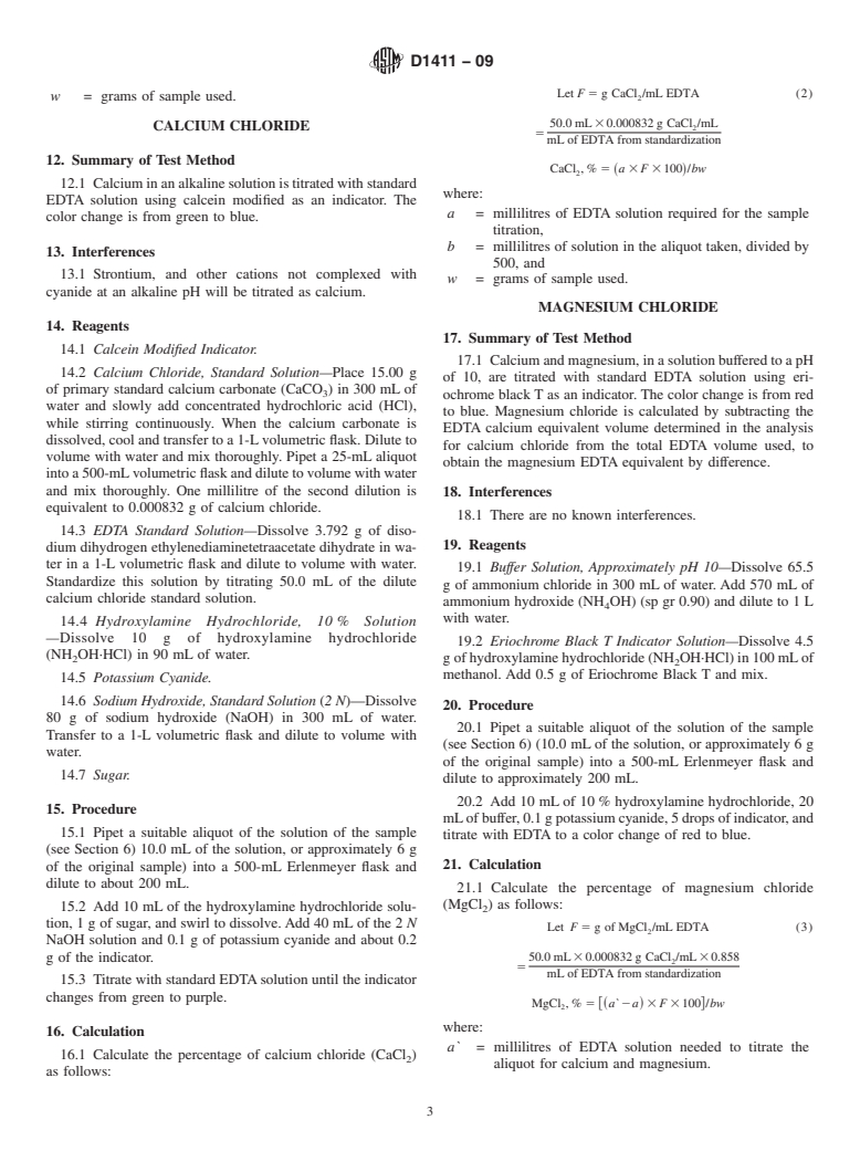 ASTM D1411-09 - Standard Test Methods for Water-Soluble Chlorides Present as Admixtures in Graded Aggregate Road Mixes (Withdrawn 2018)