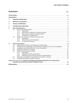 ISO 20184-2:2018 - Analyses de diagnostic moléculaire in vitro — Spécifications relatives aux processus préanalytiques pour les tissus congelés — Partie 2: Protéines extraites
Released:11/7/2018 - Page 3 preview