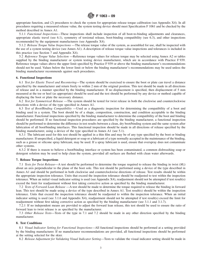 REDLINE ASTM F1063-09 - Standard Practice for Functional Inspections and Adjustments of Alpine Ski/Binding/Boot Systems