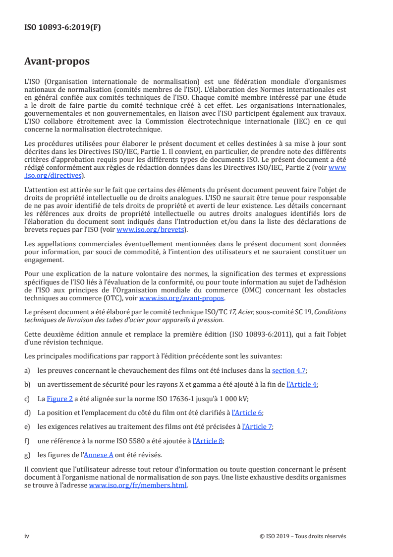 ISO 10893-6:2019 ISO 10893-6:2019 - Essais non destructifs des tubes en acier — Partie 6: Contrôle radiographique du cordon de soudure des tubes en acier soudés pour la détection des imperfections
Released:2/7/2019 - Page 4 preview