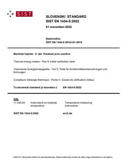 SIST EN 1434-5:2022 - Page 1 preview