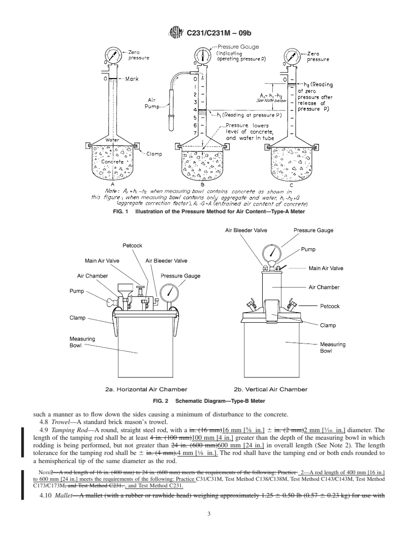 REDLINE ASTM C231-09 - Standard Test Method for  Air Content of Freshly Mixed Concrete by the Pressure Method