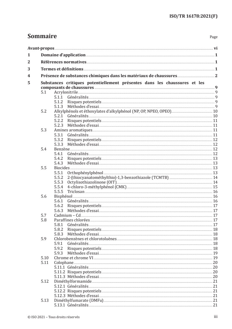 ISO/TR 16178:2021 - Chaussures -- Substances critiques potentiellement présentes dans la chaussure et les composants de chaussures -- Listes des substances chimiques critiques