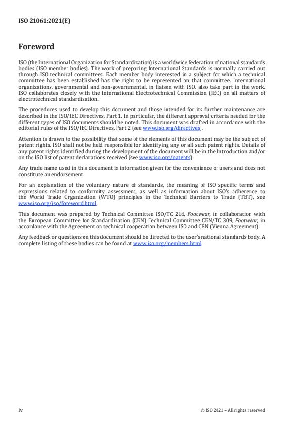 ISO 21061:2021 ISO 21061:2021 - Footwear -- Chemical tests -- General principles on the preparation of samples - Page 4 preview