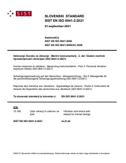 SIST EN ISO 8041-2:2021 - BARVE - Page 1 preview