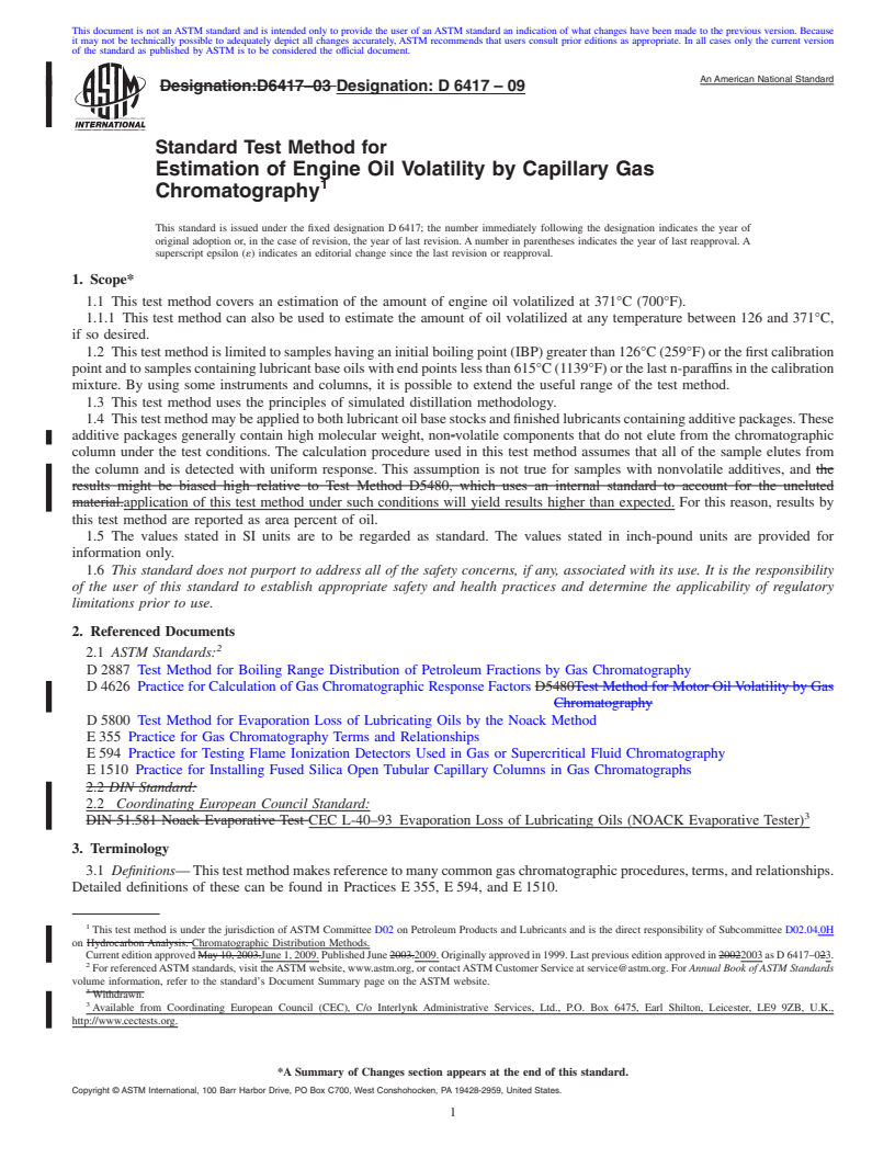 REDLINE ASTM D6417-09 - Standard Test Method for Estimation of Engine Oil Volatility by Capillary Gas Chromatography