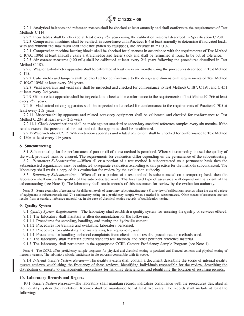 REDLINE ASTM C1222-09 - Standard Practice for Evaluation of Laboratories Testing Hydraulic Cement