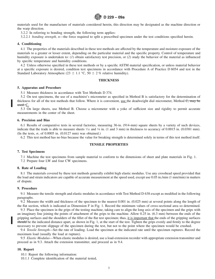 REDLINE ASTM D229-09a - Standard Test Methods for Rigid Sheet and Plate Materials Used for Electrical Insulation