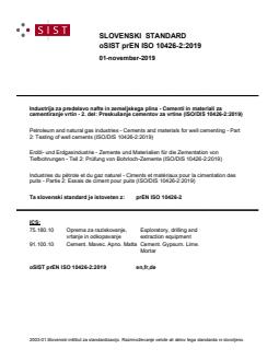 oSIST prEN ISO 10426-2:2019 - Page 1 preview