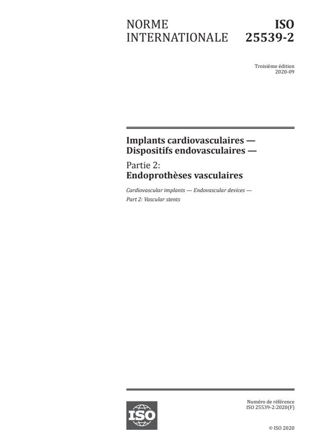ISO 25539-2:2020 - Implants cardiovasculaires -- Dispositifs endovasculaires