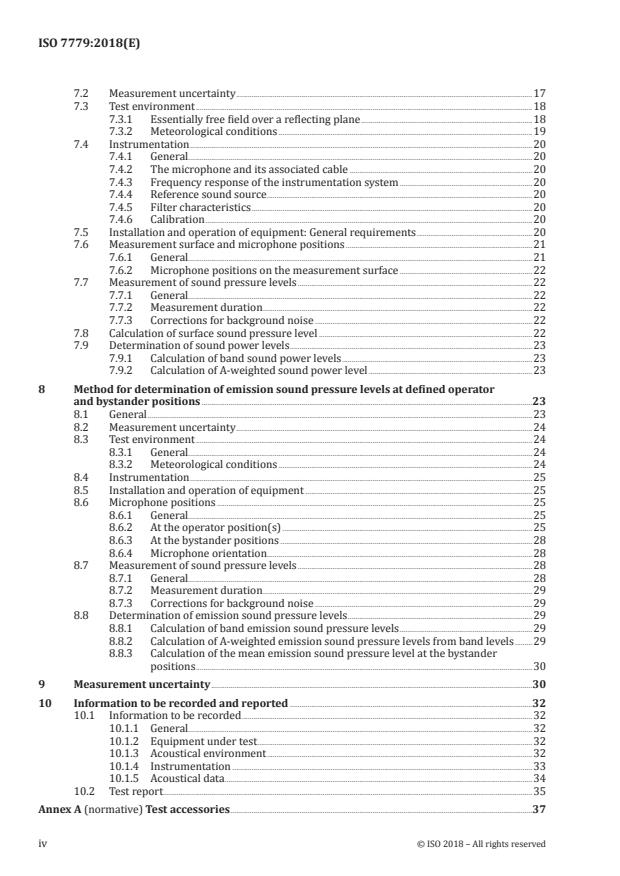 ISO 7779:2018 ISO 7779:2018 - Acoustics -- Measurement of airborne noise emitted by information technology and telecommunications equipment - Page 4 preview