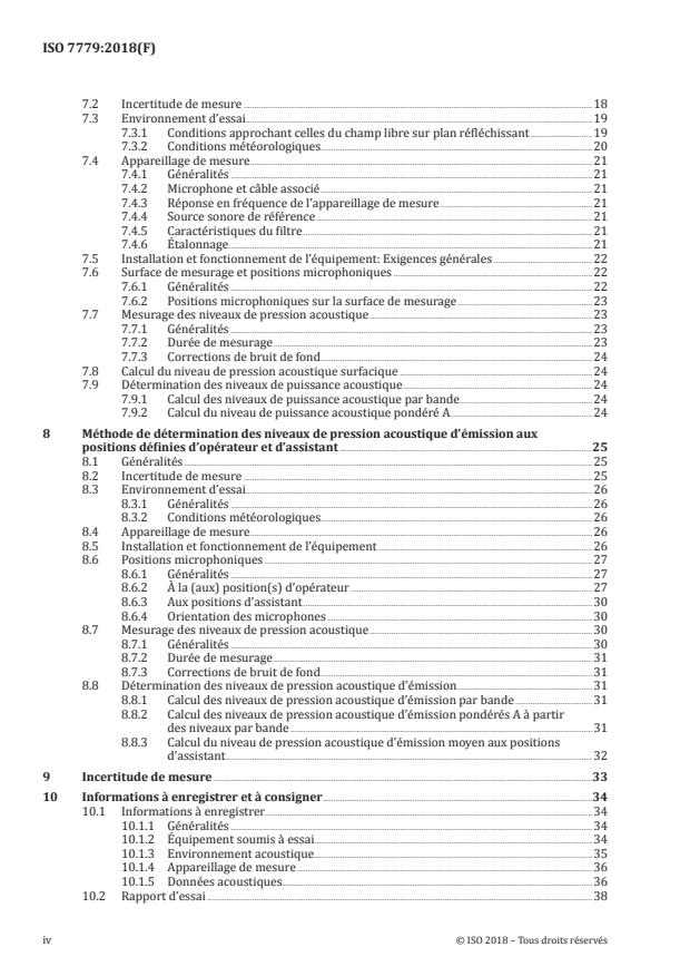 ISO 7779:2018 ISO 7779:2018 - Acoustique -- Mesurage du bruit aérien émis par les équipements liés aux technologies de l'information et aux télécommunications - Page 4 preview
