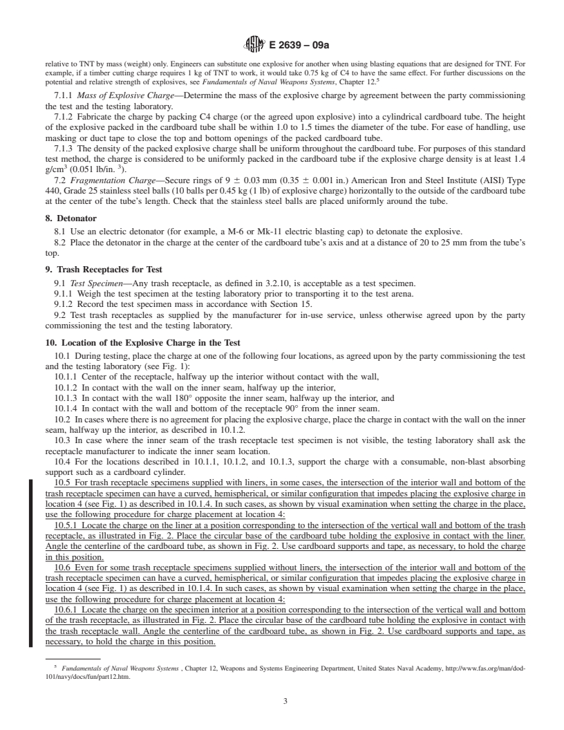 REDLINE ASTM E2639-09a - Standard Test Method for Blast Resistance of Trash Receptacles