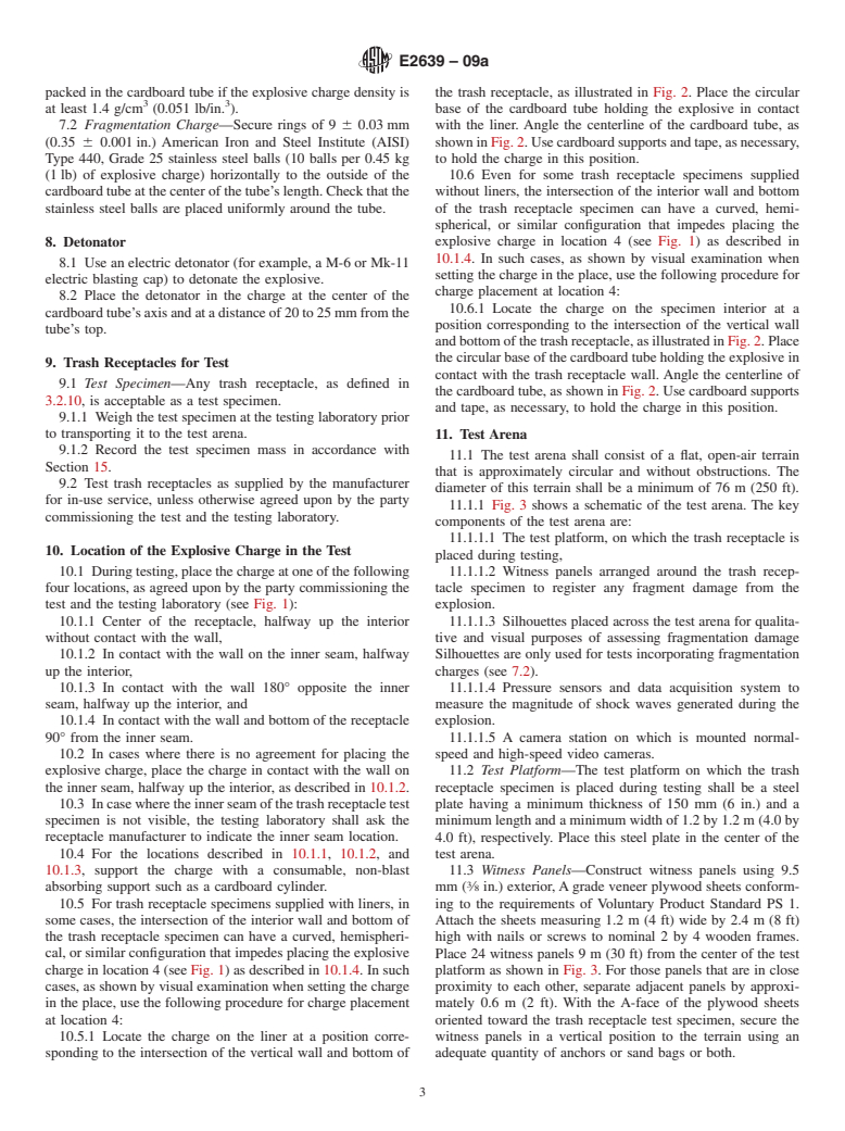 ASTM E2639-09a - Standard Test Method for Blast Resistance of Trash Receptacles