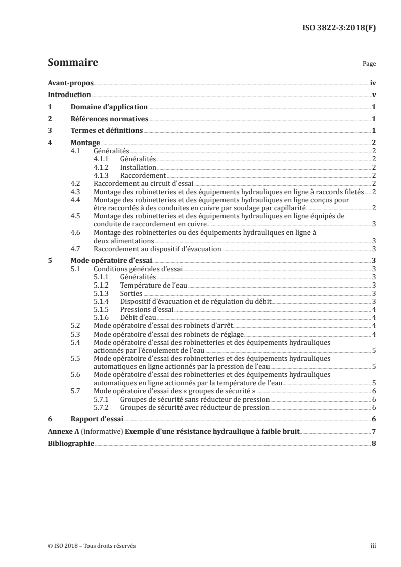 ISO 3822-3:2018 - Acoustique — Mesurage en laboratoire du bruit émis par les robinetteries et les équipements hydrauliques utilisés dans les installations de distribution d'eau — Partie 3: Conditions de montage et de fonctionnement des robinetteries et des équipements hydrauliques en ligne
Released:1/5/2018