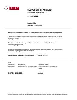 SIST EN 12120:2022 - BARVE - Page 1 preview