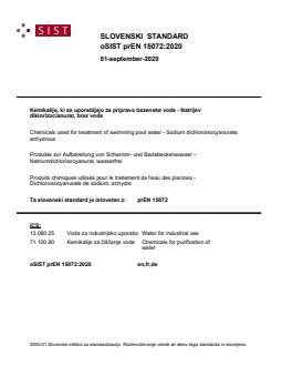 oSIST prEN 15072:2020 - BARVE - Page 1 preview