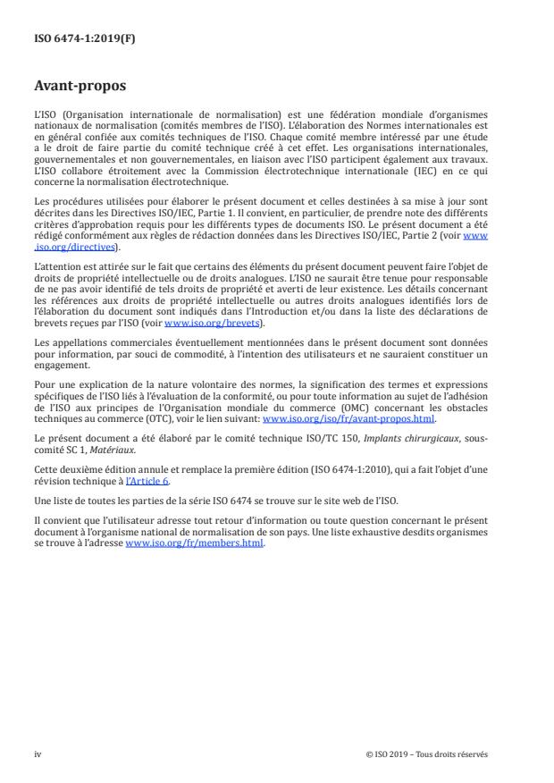 ISO 6474-1:2019 ISO 6474-1:2019 - Implants chirurgicaux -- Matériaux céramiques - Page 4 preview