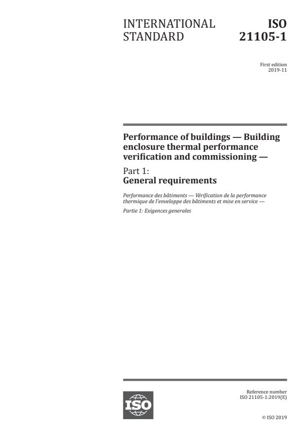 ISO 21105-1:2019 - Performance of buildings -- Building enclosure thermal performance verification and commissioning