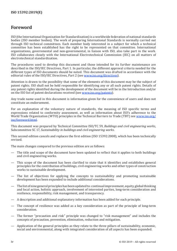 ISO 15392:2019 ISO 15392:2019 - Sustainability in buildings and civil engineering works -- General principles - Page 4 preview