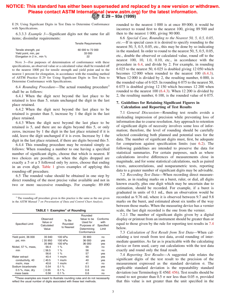 ASTM E29-93a(1999) - Standard Practice for Using Significant Digits in Test Data to Determine Conformance with Specifications