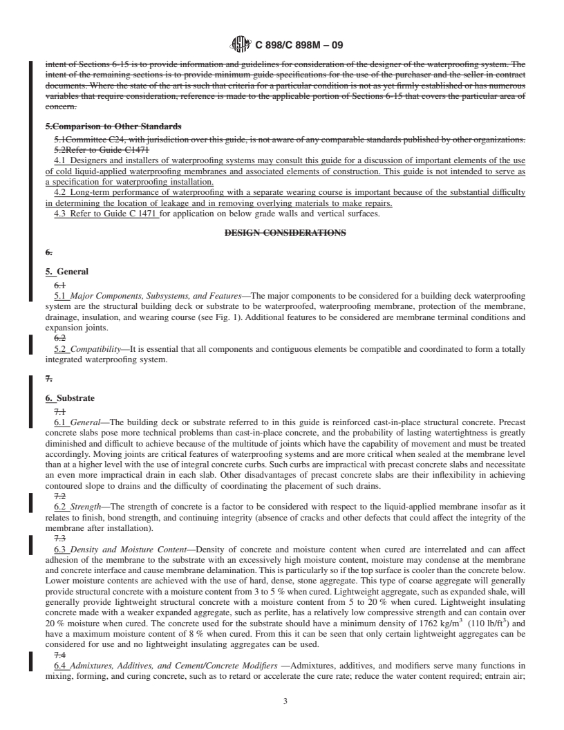 REDLINE ASTM C898/C898M-09 - Standard Guide for Use of High Solids Content, Cold Liquid-Applied Elastomeric Waterproofing Membrane With Separate Wearing Course