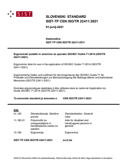 SIST-TP CEN ISO/TR 22411:2021 - BARVE - Page 1 preview