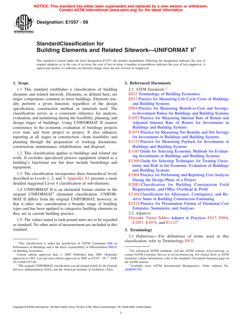 ASTM E1557-09 - Standard Classification for Building Elements and Related Sitework-UNIFORMAT II