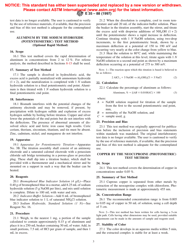 ASTM E35-88(1997) - Standard Test Methods for Chemical Analysis of Magnesium and Magnesium Alloys