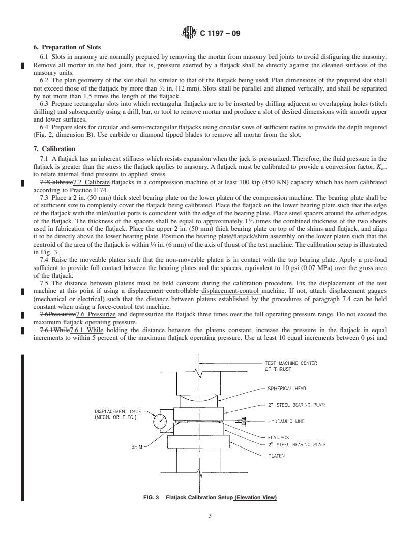 REDLINE ASTM C1197-09 - Standard Test Method for In Situ Measurement of Masonry Deformability Properties Using the Flatjack Method