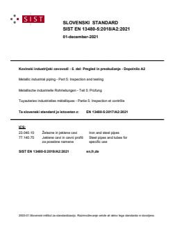 EN 13480-5:2017/A2:2021 EN 13480-5:2018/A2:2021 - Page 1 preview