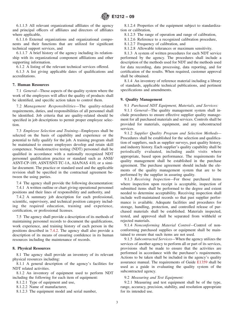 ASTM E1212-09 - Standard Practice for Quality Management Systems for Nondestructive Testing Agencies