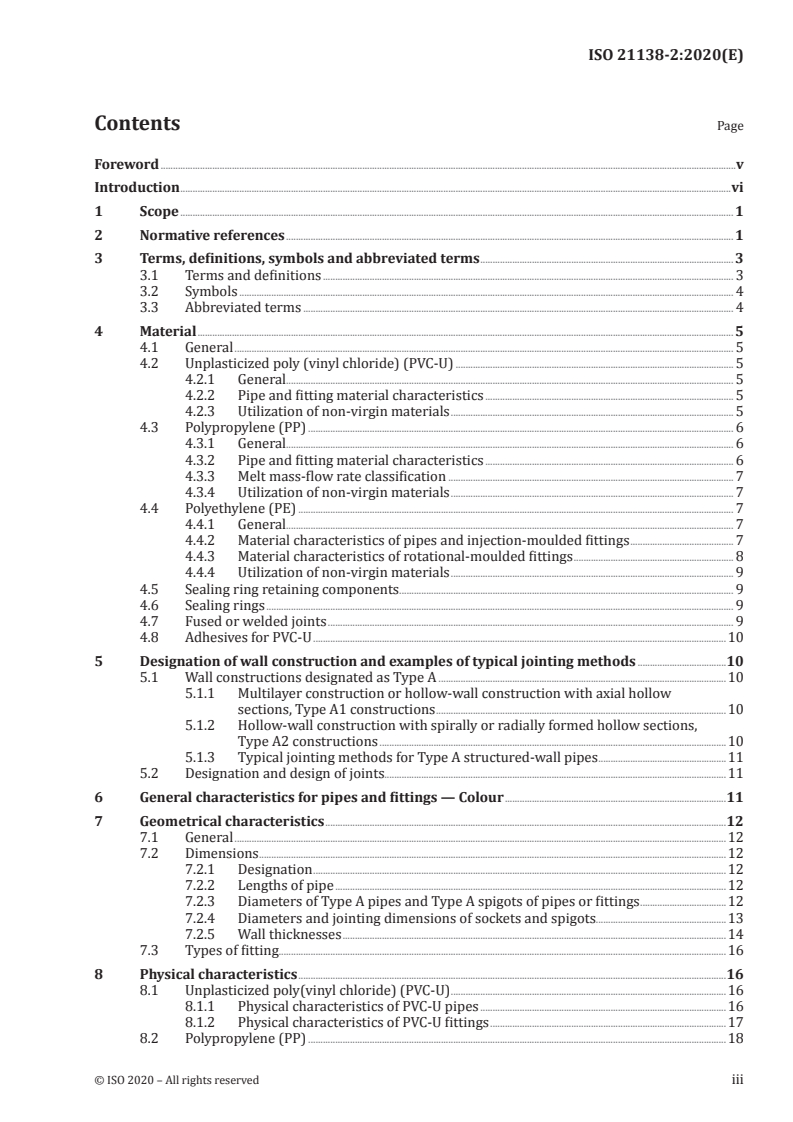 ISO 21138-2:2020 - Plastics piping systems for non-pressure underground drainage and sewerage — Structured-wall piping systems of unplasticized poly(vinyl chloride) (PVC-U), polypropylene (PP) and polyethylene (PE) — Part 2: Pipes and fittings with smooth external surface, Type A
Released:1/20/2020