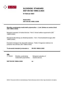 EN ISO 10993-2:2022 EN ISO 10993-2:2023 - Page 1 preview
