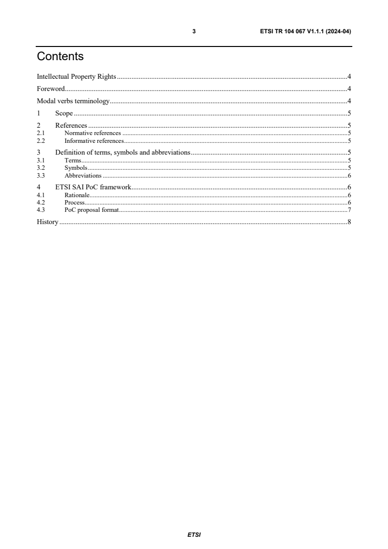 ETSI TR 104 067 V1.1.1 (2024-04) ETSI TR 104 067 V1.1.1 (2024-04) - Securing Artificial Intelligence (SAI); Proofs of Concepts Framework