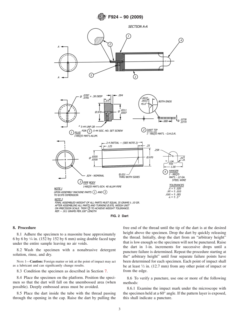 ASTM F924-90(2009) - Standard Test Method for Resistance to Puncture of Cushioned Resilient Floor Coverings