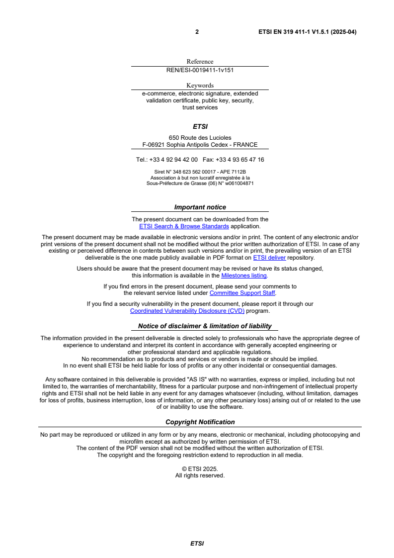 SIST EN 319 411-1 V1.5.1:2025 ETSI EN 319 411-1 V1.5.1 (2025-04) - <empty> - Page 2 preview
