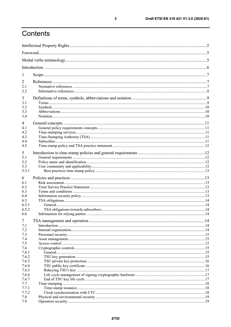 ETSI EN 319 421 V1.3.0 (2025-01) - Electronic Signatures and Trust Infrastructures (ESI); Policy and Security Requirements for Trust Service Providers issuing Time-Stamps