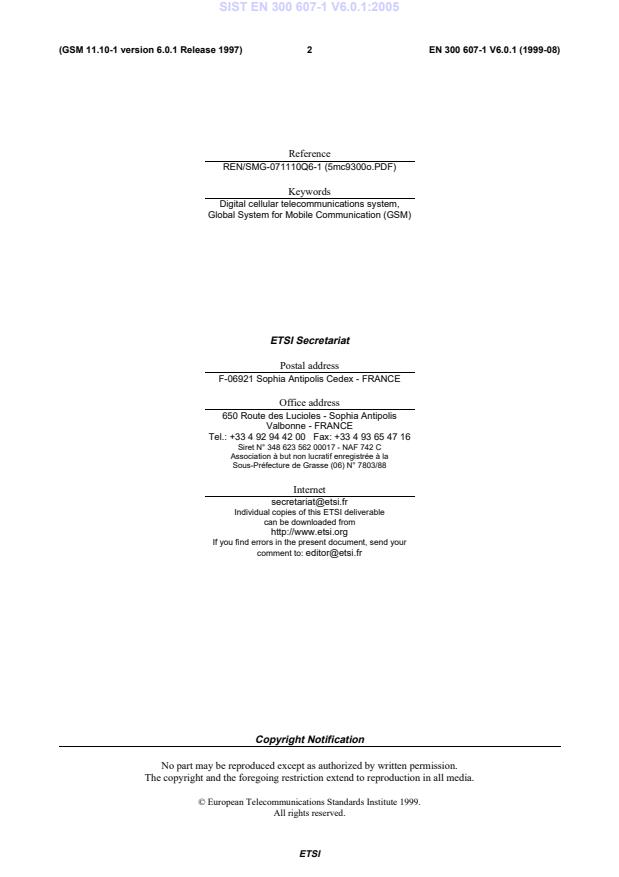 SIST EN 300 607-1 V6.0.1:2005 SIST EN 300 607-1 V6.0.1:2005 - Page 4 preview