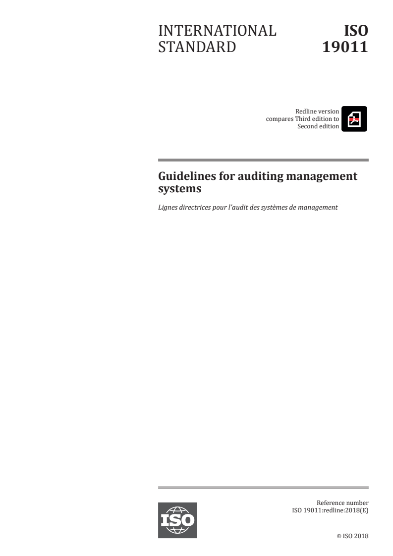 REDLINE ISO 19011:2018 - Guidelines for auditing management systems
Released:7/3/2018