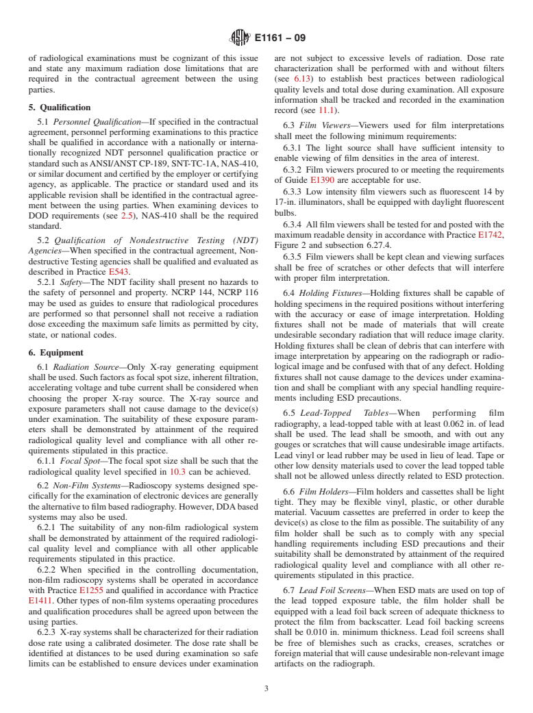 ASTM E1161-09 - Standard Practice for Radiologic Examination of Semiconductors and Electronic Components