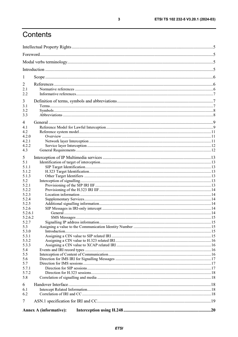 ETSI TS 102 232-5 V3.20.1 (2024-03) - Lawful Interception (LI); Handover Interface and Service-Specific Details (SSD) for IP delivery; Part 5: Service-specific details for IP Multimedia services