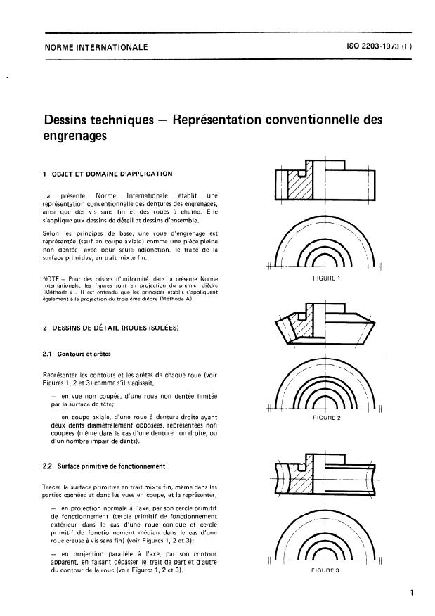 ISO 2203:1973 - Dessins techniques -- Représentation conventionnelle des engrenages